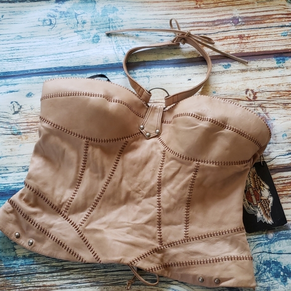 Harley-Davidson Tops - Harley Davidson 100% leather halter corset 8